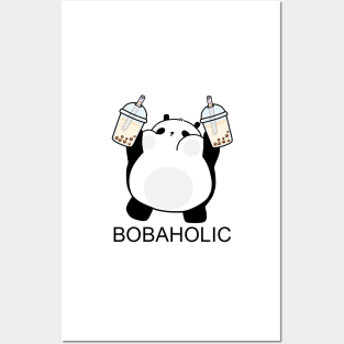 Chubby Little Bobaholic Panda Loves Boba! Posters and Art